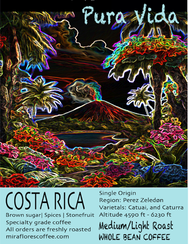 Costa Rica single origin high quality coffee label